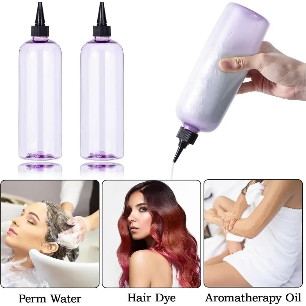 Yebeauty Hair Color Bottle 16.9 oz Clear Purple Twist On Top Tip Cap 10ct New